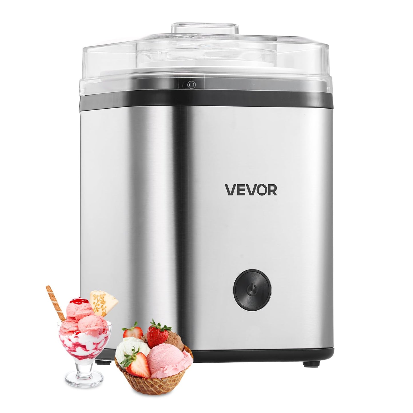 Ice Cream Maker, 2.11 Qt. LarCapacity, Electric Automatic Ice-Cream Machine, with Easy Operation & Cleaning,  Steel Shell, for Homemade Frozen Yogurt, Fruit Sorbet, Gelato, Silver