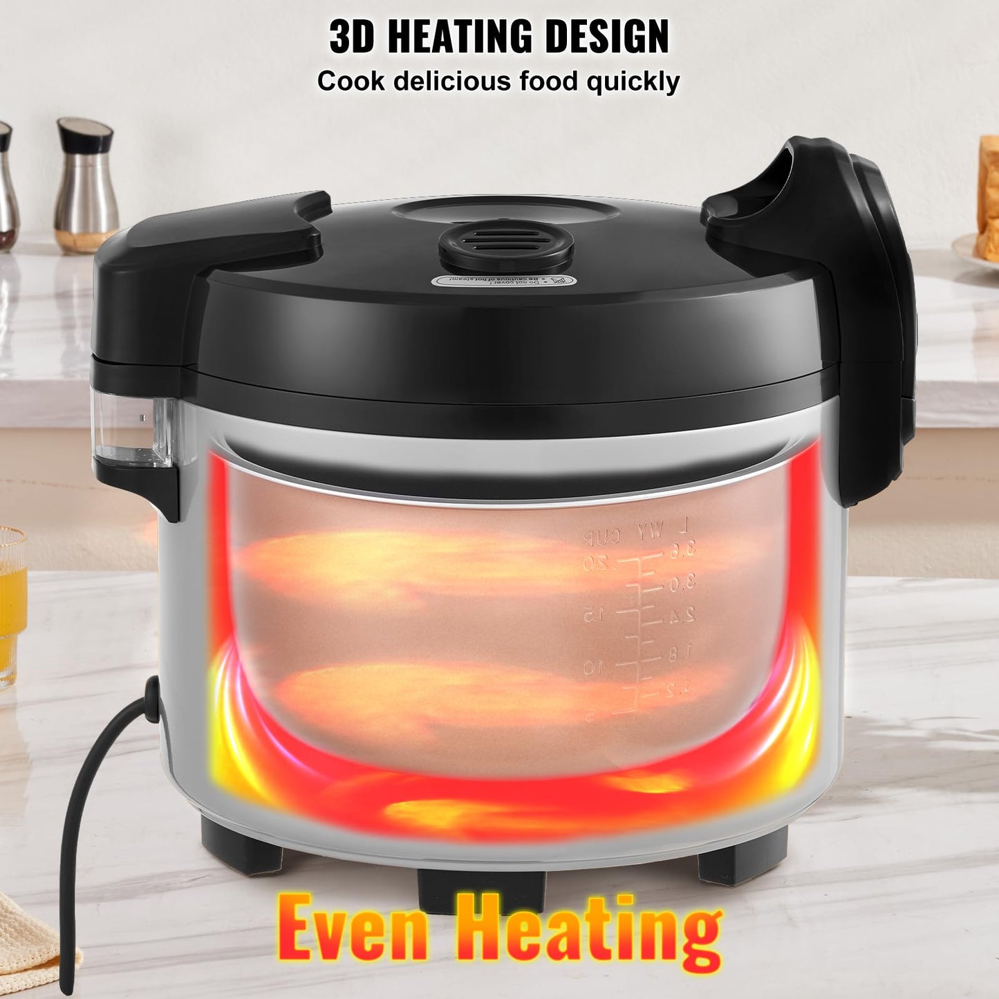 Commercial Rice Cooker, 70-Cup Rice Cooker, 15.85 Qt / 15 Liter LarRice Cooker and Warmer with Nonstick Inner Pot, Fast Cooand 12-Hour Keep Warm, with Rice Cup and Paddle, for Restaurant