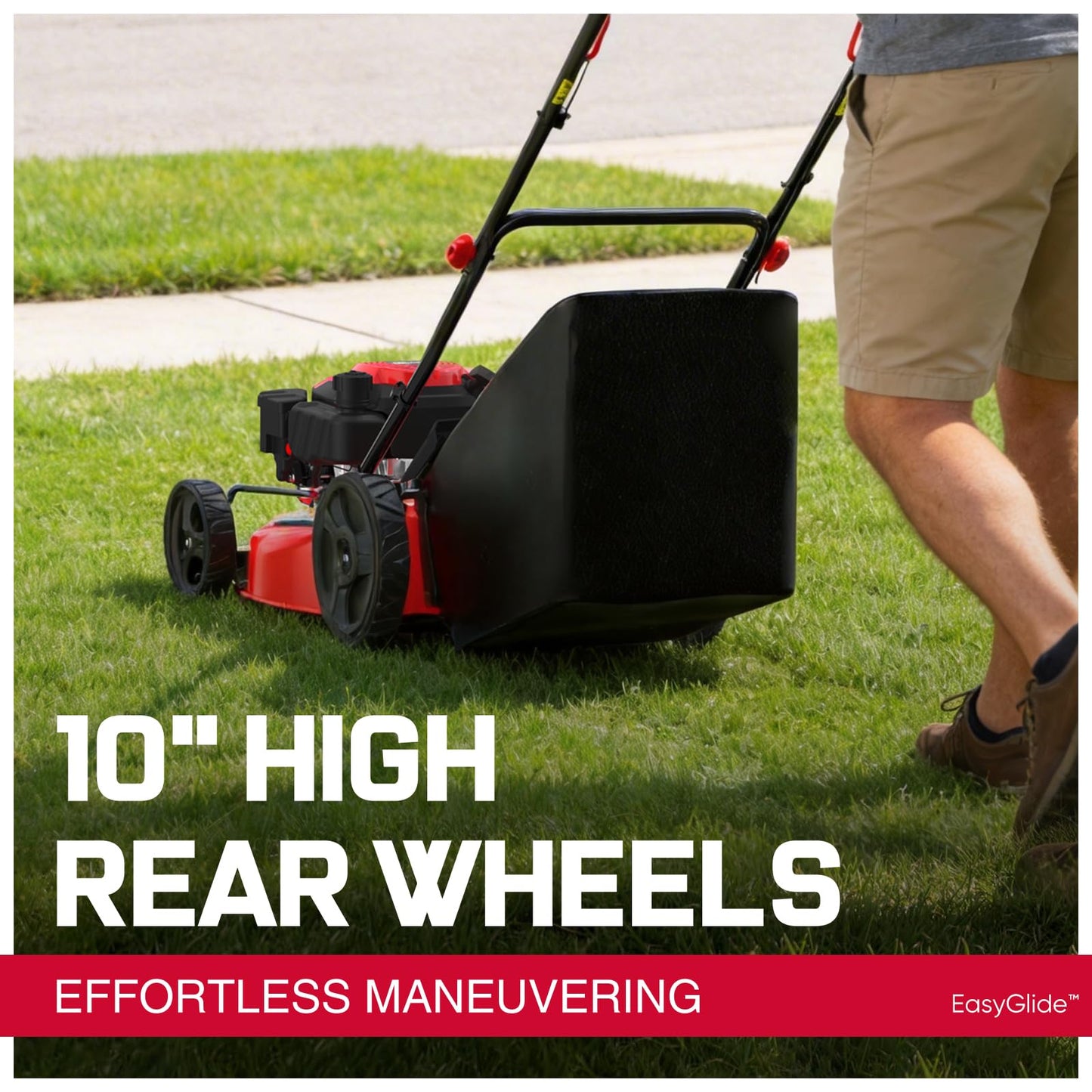EasyGlide 21-Inch Gas Lawn Mower, 144cc 4-Stroke OHV Engine, Push Walk-Behind, 3-in-1 Mulch/Bag/Side Discharge, Steel Deck, 6 Height Adjustment