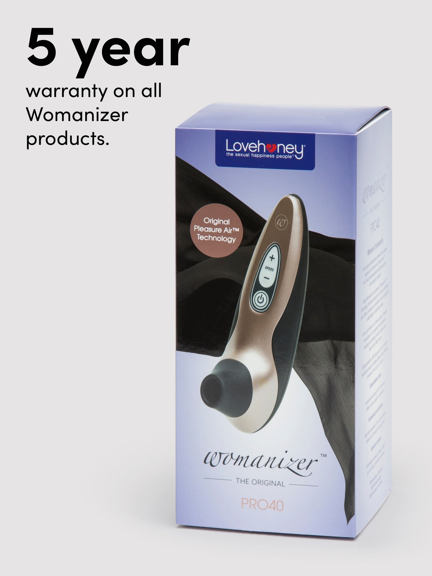 Womanizer X Lovehoney Pro40 Rechargeable Clitoral Stimulator, Black | Black