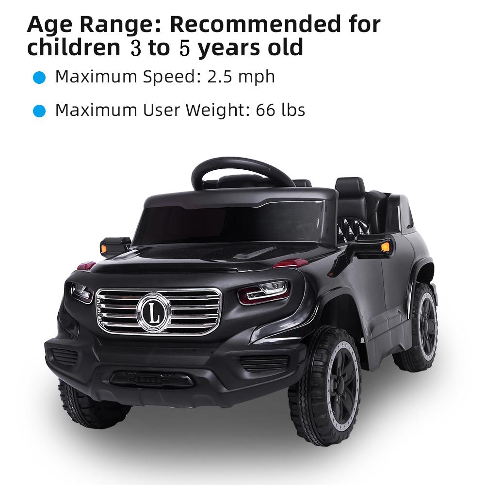 Ride on Car, Battery Powered Ride on Truck w/ Parental Remote Control & Manual Modes, Music, Horn, Lights, Volume Control Functions, Kids Electric Vehicle for 3-5 Years Old Boy Girls, Black, W4486