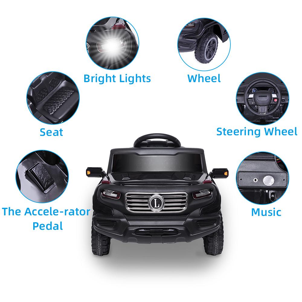 Ride on Car, Battery Powered Ride on Truck w/ Parental Remote Control & Manual Modes, Music, Horn, Lights, Volume Control Functions, Kids Electric Vehicle for 3-5 Years Old Boy Girls, Black, W4486