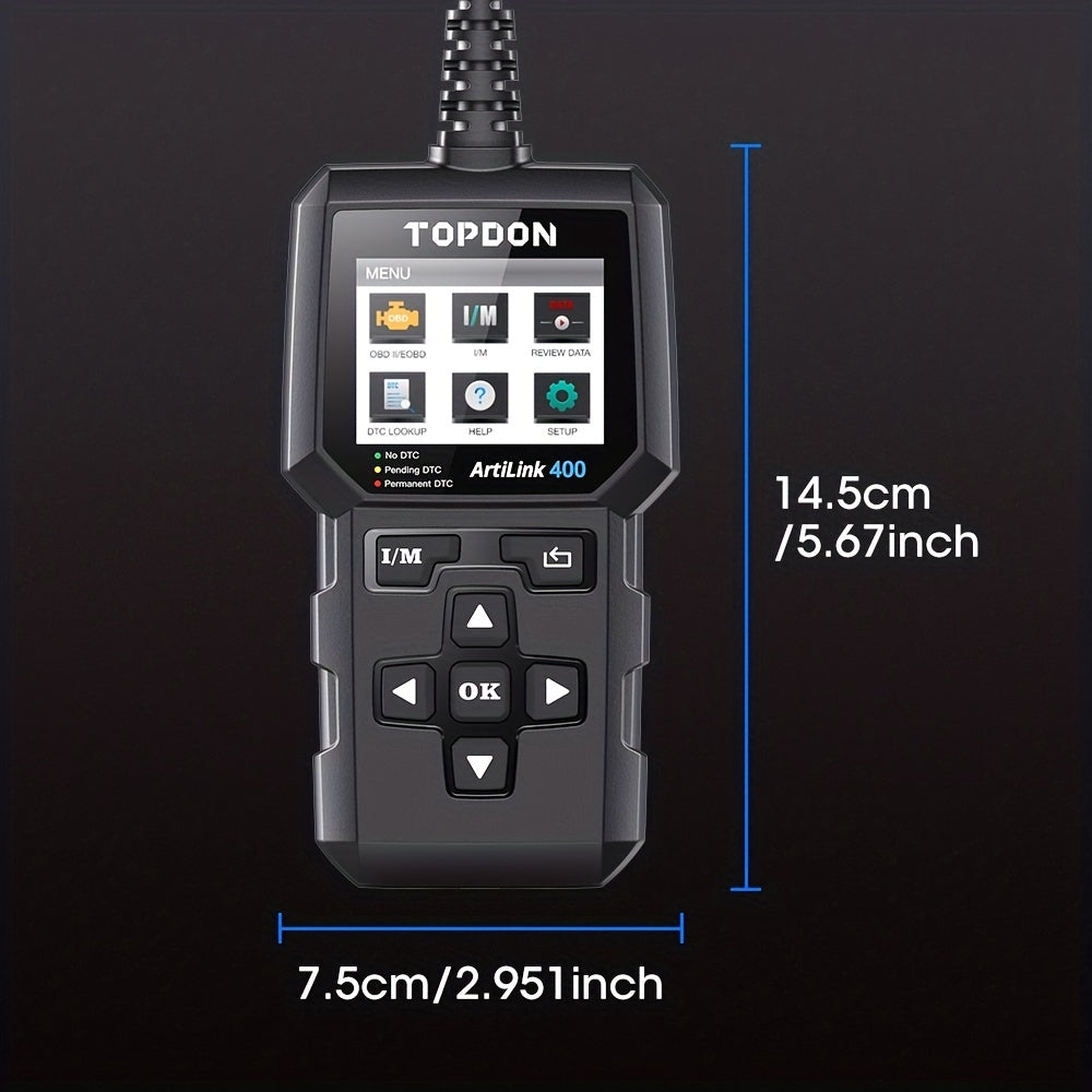 TOPDON OBD2 Scanner, AL400 Check Engine Light, Car Scanner With O2 Sensor/Freeze Frame/I/M Readiness/Smog Check/DTC Lookup, CAN Diagnostic Scanner
