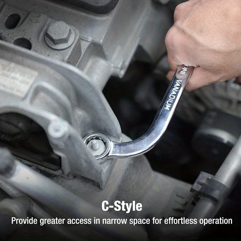 5Pcs S Type 10-19mm 12-Point Box Ends Double-Headed Special-Shaped Fastening Wrench Car Repair Tool S-Shaped Spanner Hardware