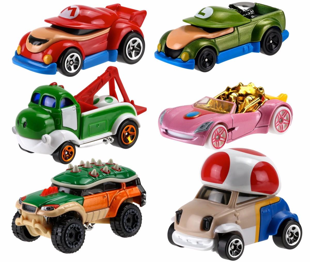 Hot Wheels 1/64 Super Mario Character Cars Set of 7 Collectible Die Cast Toy Car Models