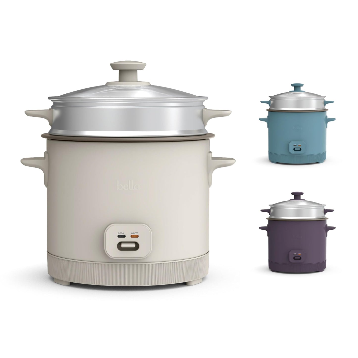 16 Cup Rice Cooker with Steamer, Dishwasher Safe Steaming Basket, Rice Paddle and Measuring Cup, Removable Nonstick CooBowl, Automatic Keep Warm Function, 400 Watt, Oatmilk