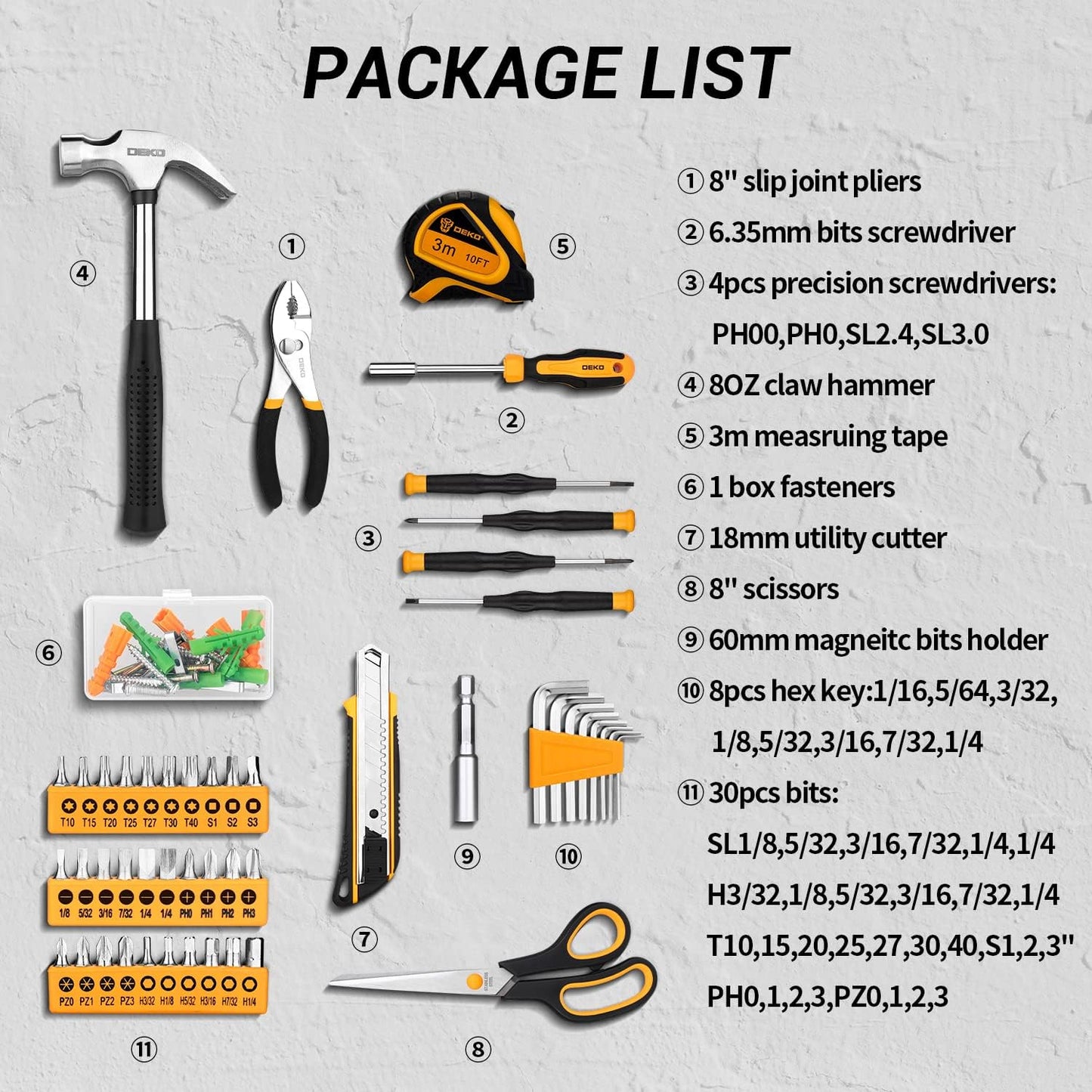 General Household Hand Tool Kit with Plastic Toolbox StoraCase, All Purpose Home Tool Kit Includes Essential Tools for Office ColleRepairs, 50 Piece