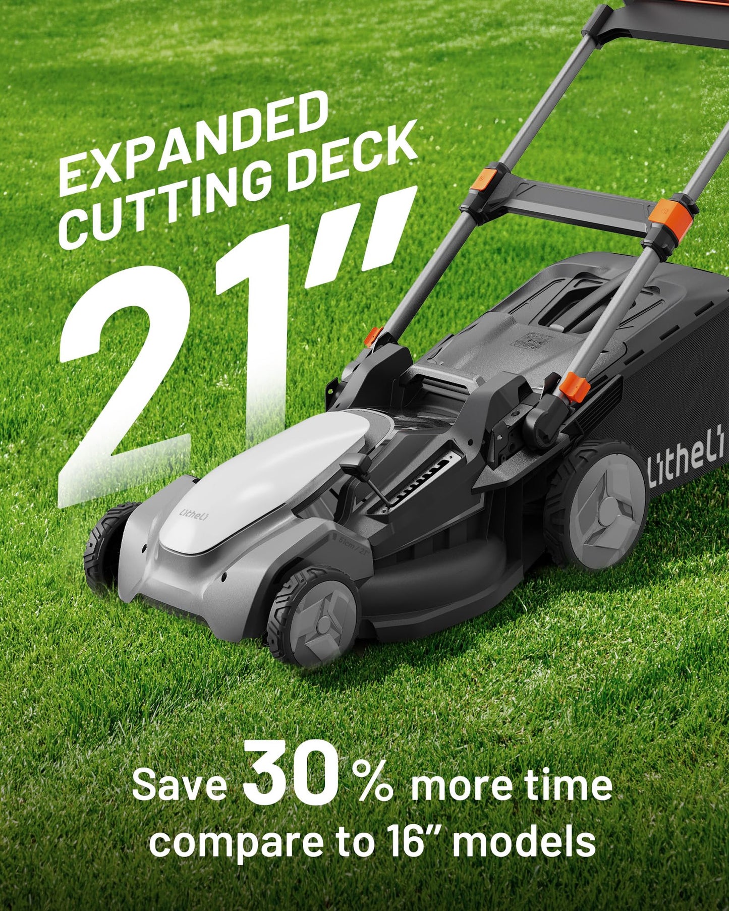 21" 40V Cordless Lawn Mower, Self-Propelled &amp; Push 2-in-1 Battery Powered Lawnmower with 2 x 8.0Ah