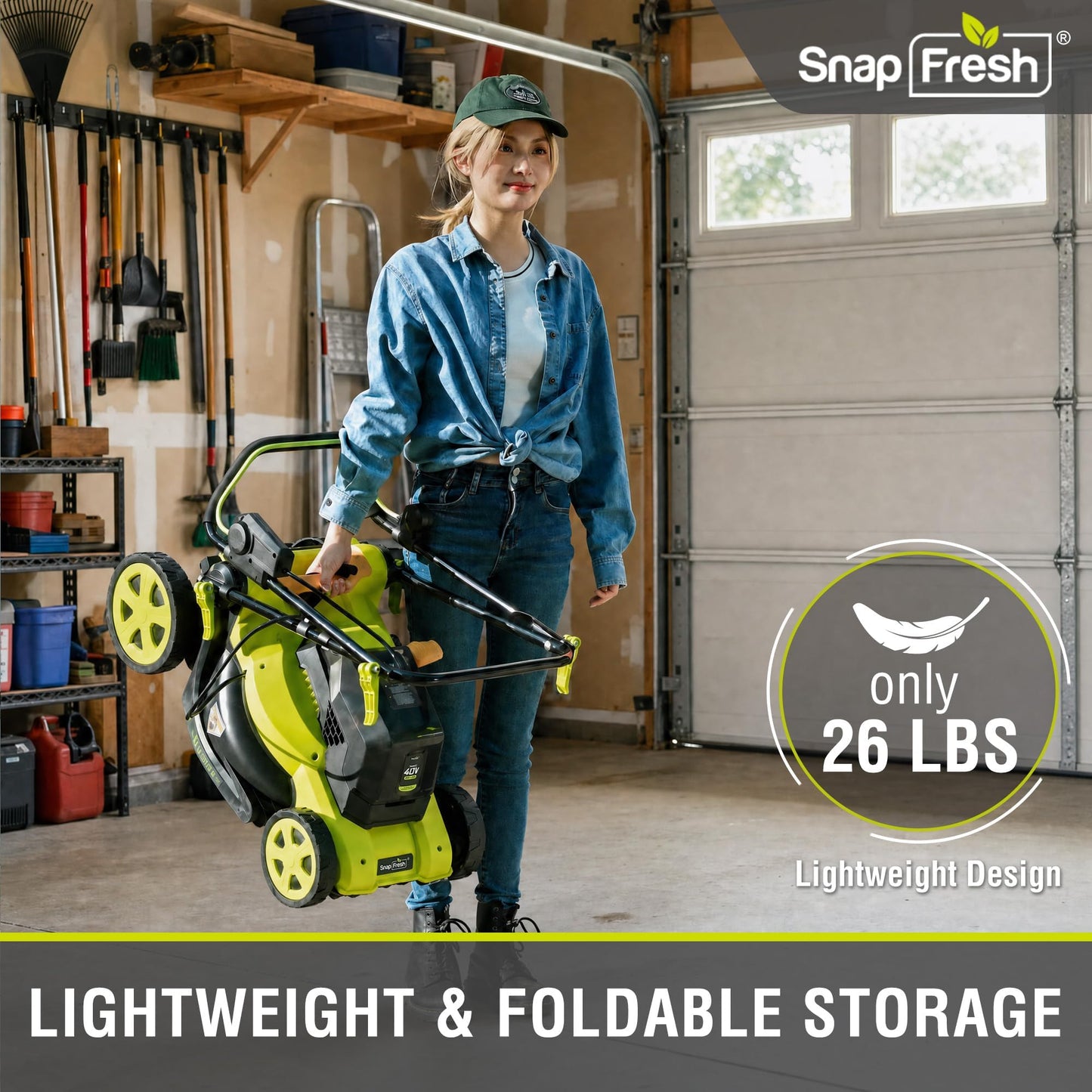 40V 17” Brushless Lawn Mower – 2 x 5.0Ah Batteries Electric Cordless Push Mower with Fast Charger, 6-Level Height Adjustment, 45L Grass Bag, Lightweight Battery Powered Mower