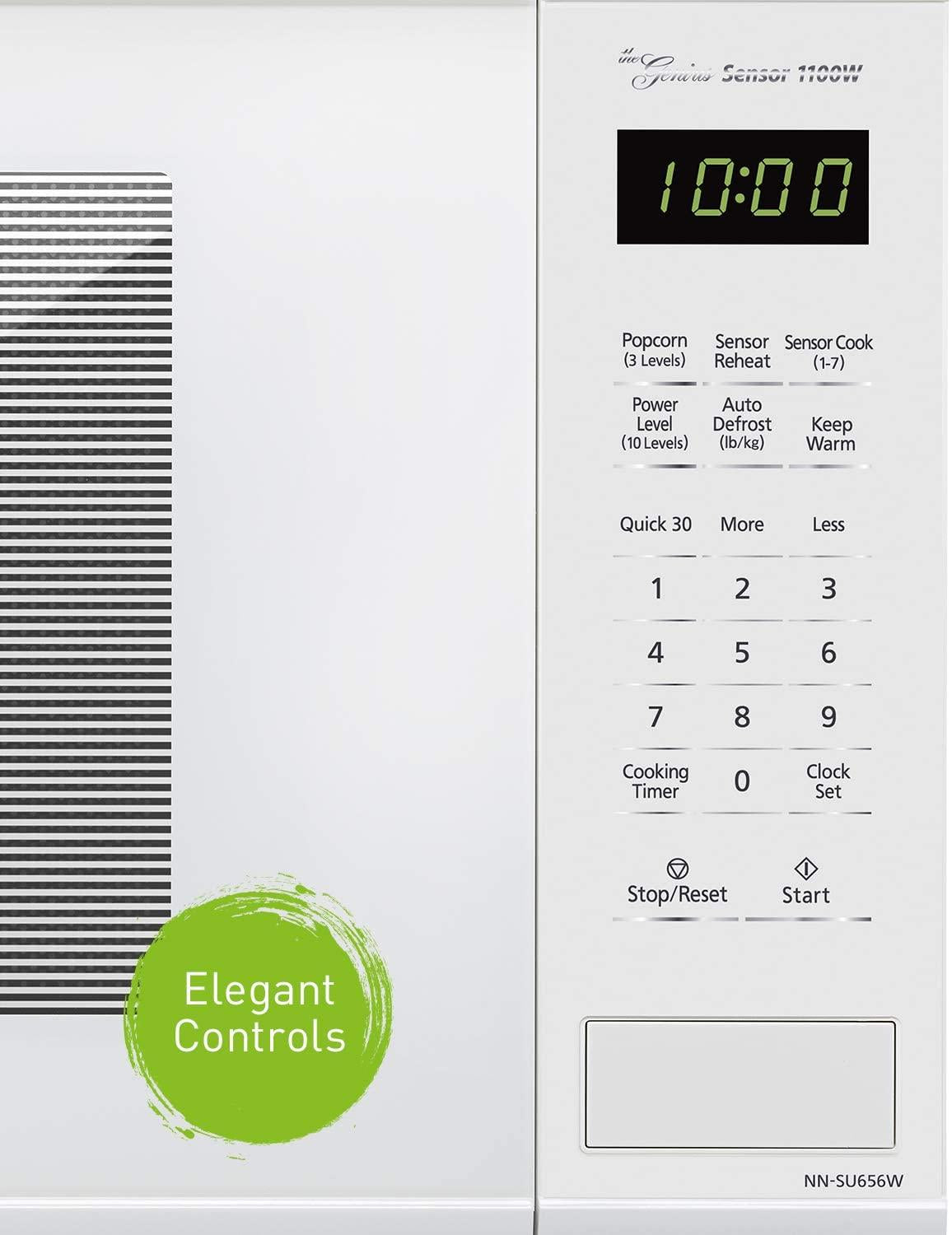 Panasonic NN-SU656W Countertop Microwave Oven with Genius Sensor,  30sec, Popcorn Button, Child Safety Lock and 1100 Watts of CooPower-NN-SU, 1.3 cu. ft, White