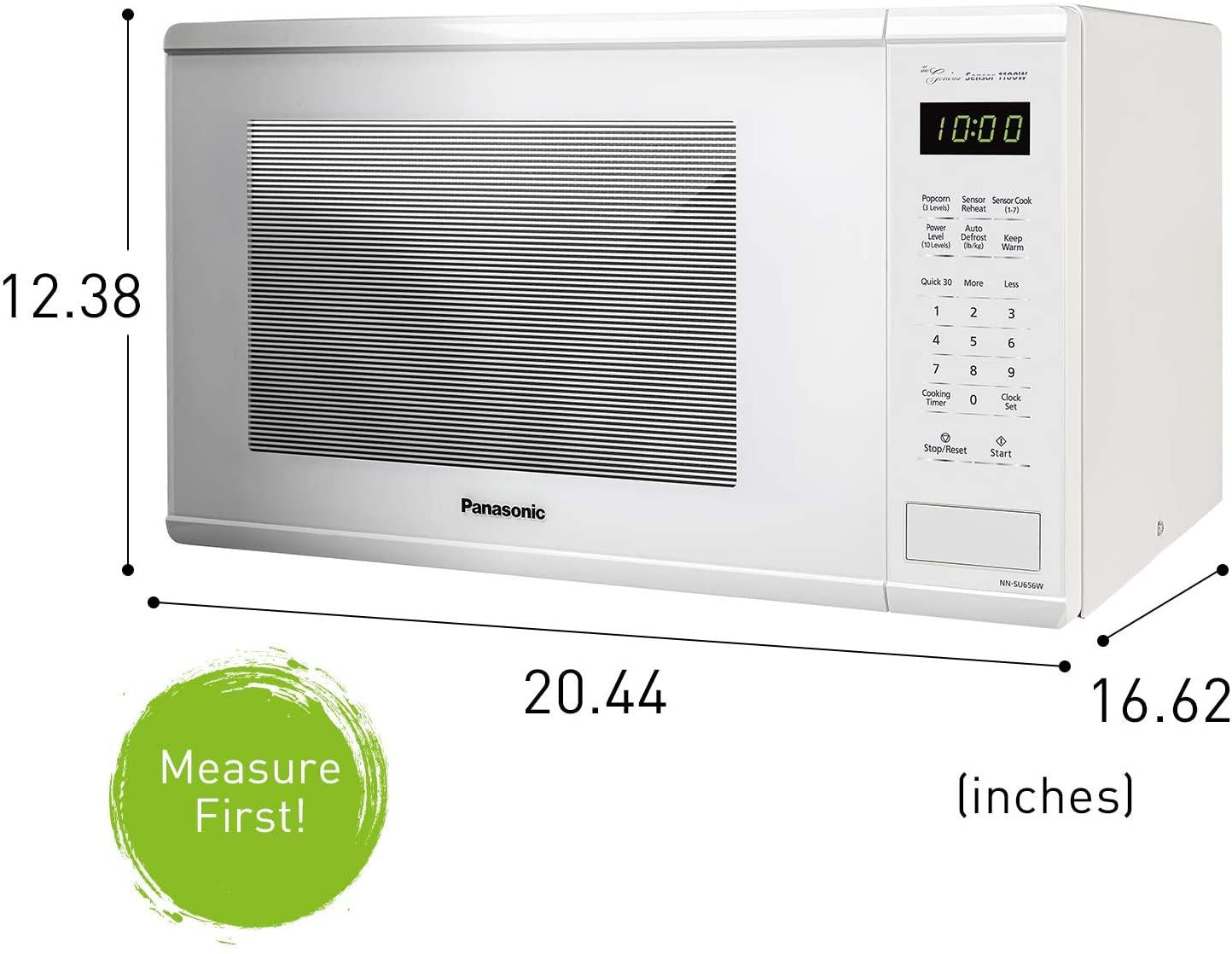 Panasonic NN-SU656W Countertop Microwave Oven with Genius Sensor,  30sec, Popcorn Button, Child Safety Lock and 1100 Watts of CooPower-NN-SU, 1.3 cu. ft, White
