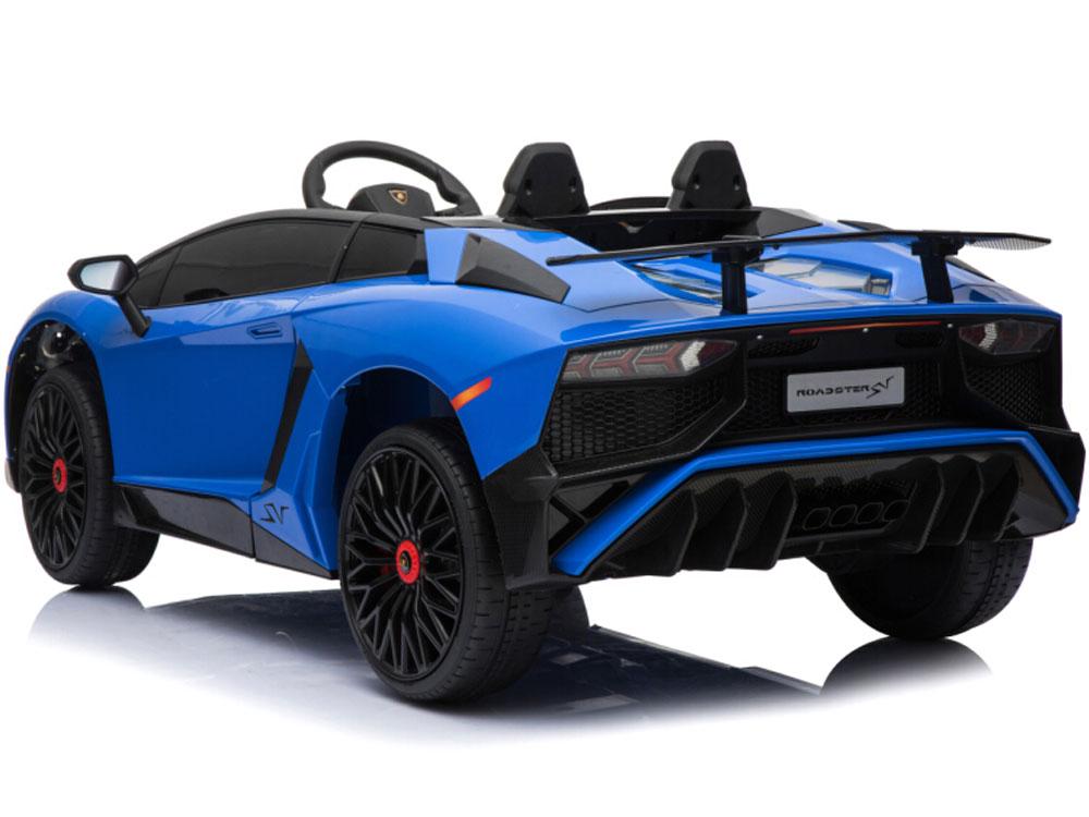 Lamborghini 12v Kids Battery Powered Ride On Car Remote Controlled 2 Seater Blue (2.4ghz RC)