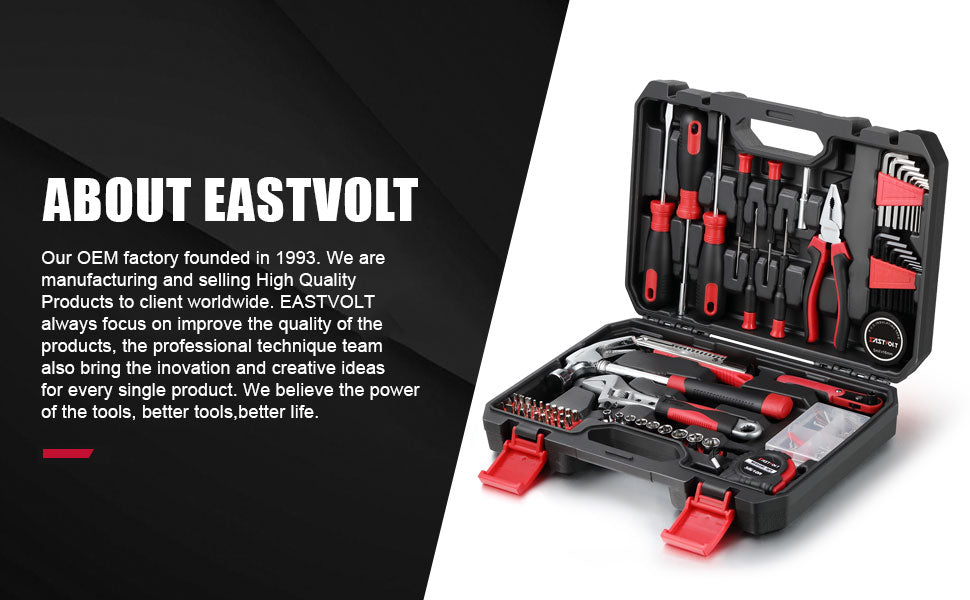 128-Piece Home Repair Tool Set, Tool Sets for Homeowners, General Household Hand Tool Set with StoraToolbox, EVHT12801, Black + Red (ASK01)