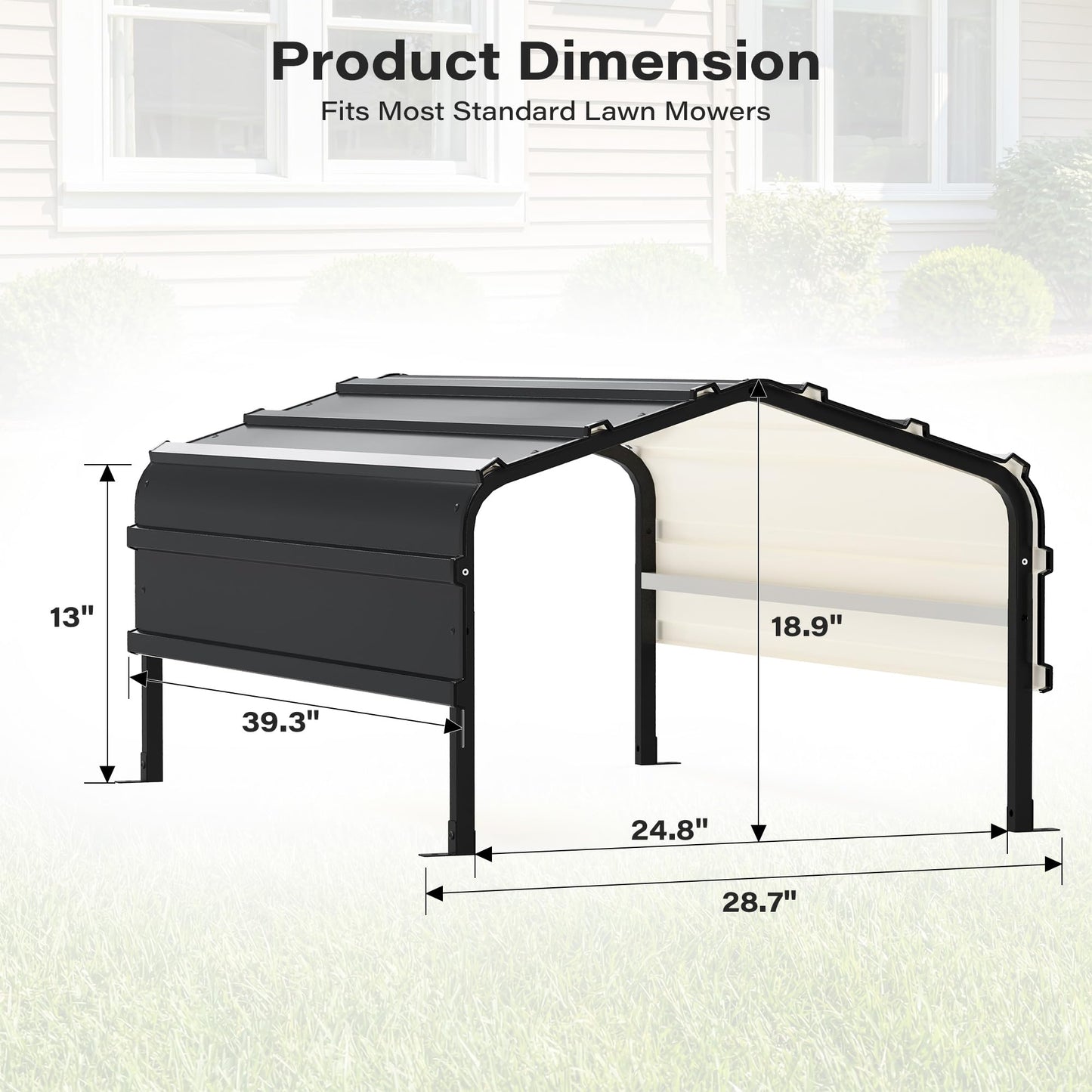 Robot Mower Garage, Outdoor StoraShed with Rust-Resistant Metal Roof, All-Weather Protection for Lawn Mowers, Garden Tool Fits Most Standard Lawn Mowers