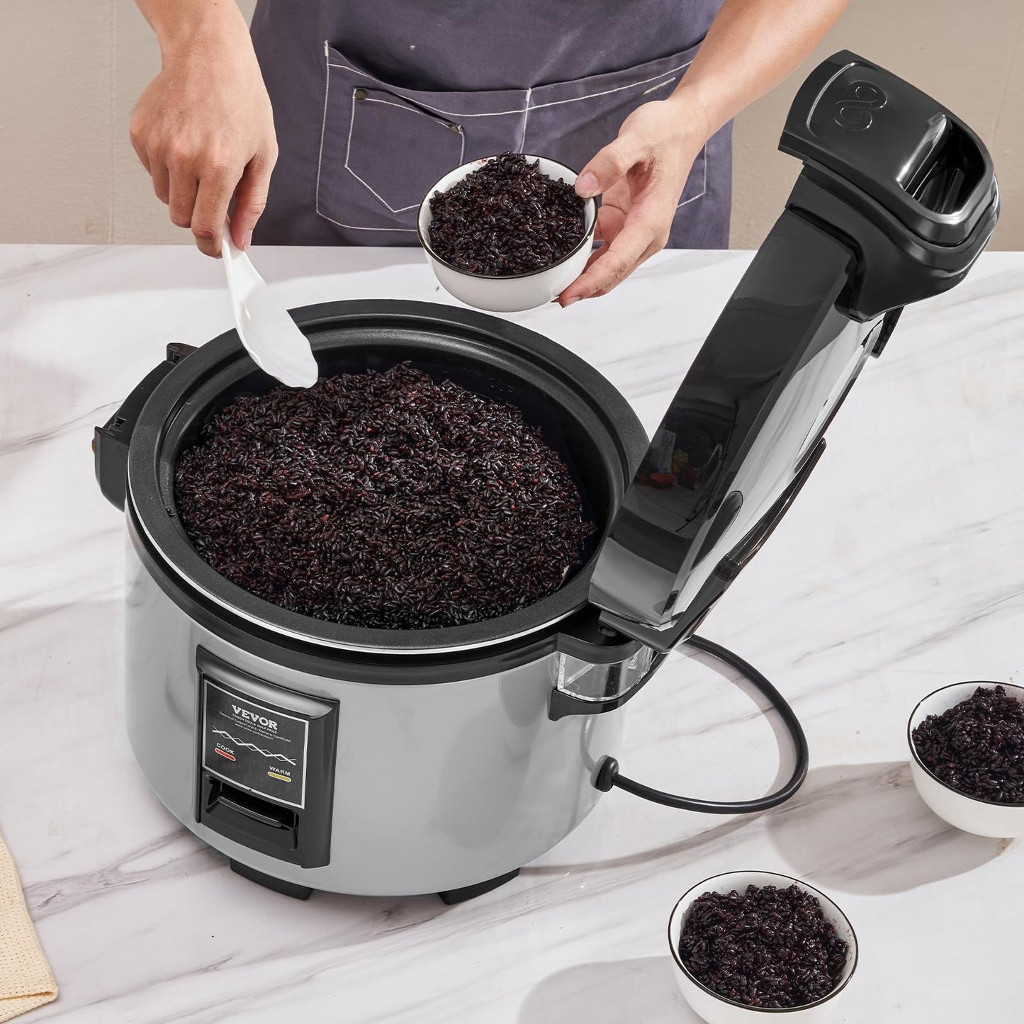 Commercial Rice Cooker, 70-Cup Rice Cooker, 15.85 Qt / 15 Liter LarRice Cooker and Warmer with Nonstick Inner Pot, Fast Cooand 12-Hour Keep Warm, with Rice Cup and Paddle, for Restaurant