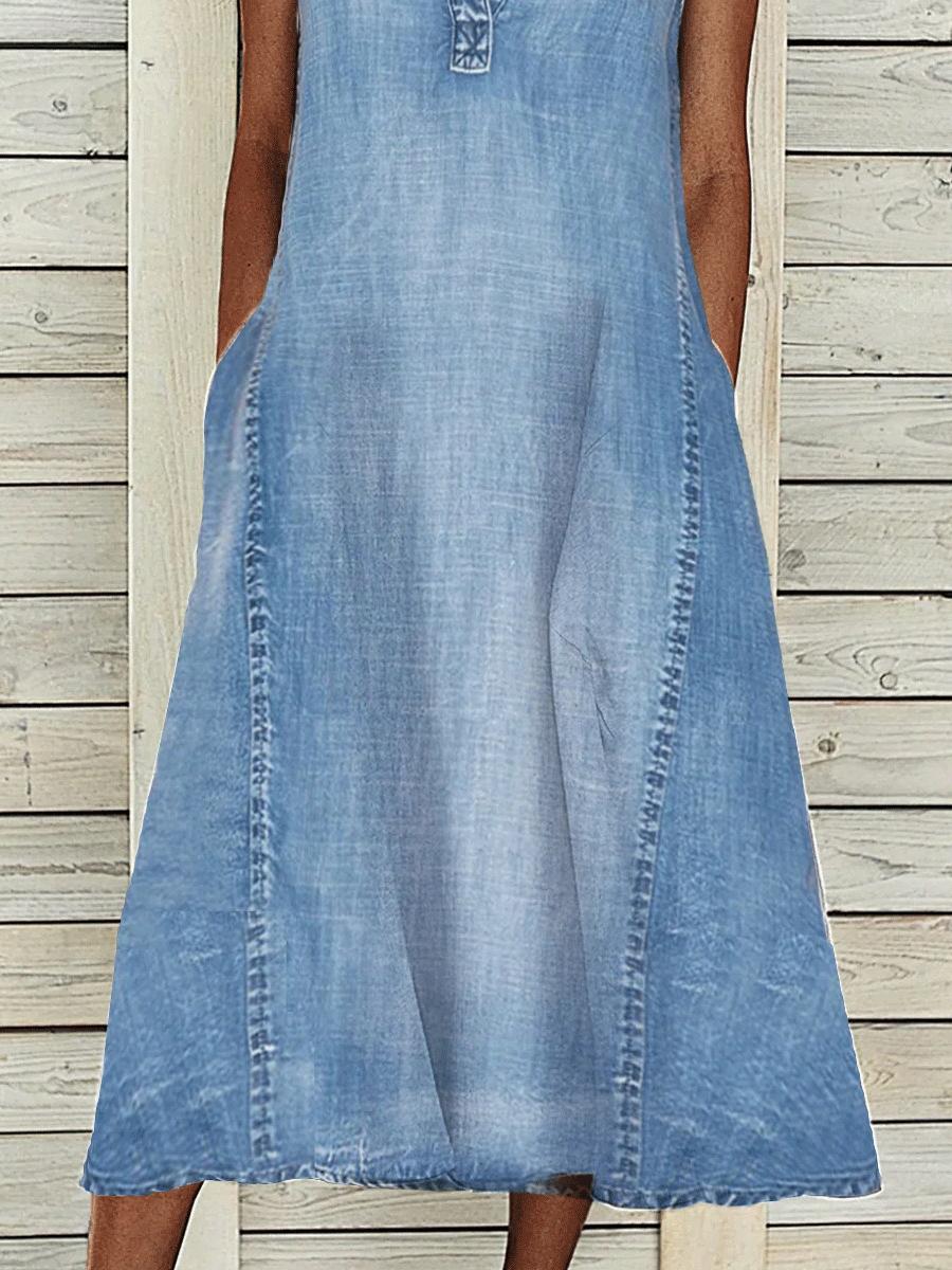 V-neck Casual Pocket Fashion Maxi Dress
