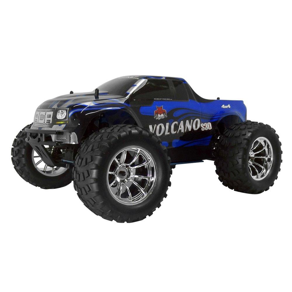 Redcat Racing Volcano S30 1:10 Scale 75cc Nitro Motor RC Monster Truck, Blue