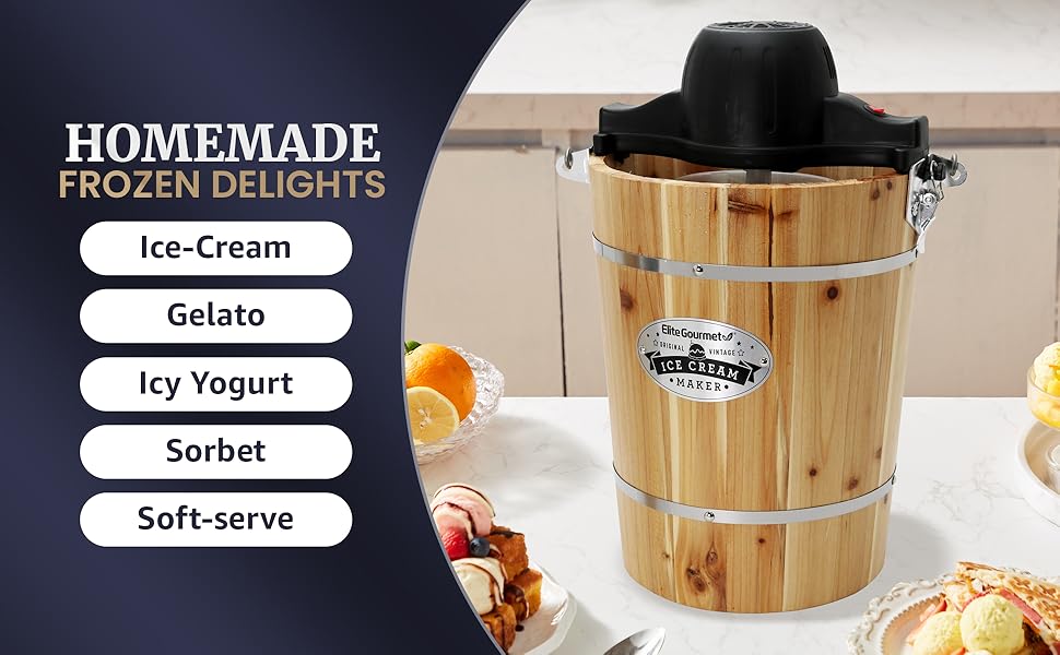 EIM916X Old Fashioned 6 Quart  Bucket Electric Ice Cream Maker Machine Appalachian, Bonus Classic Die-Cast Hand Crank for Churning, Uses Ice and Rock Salt
