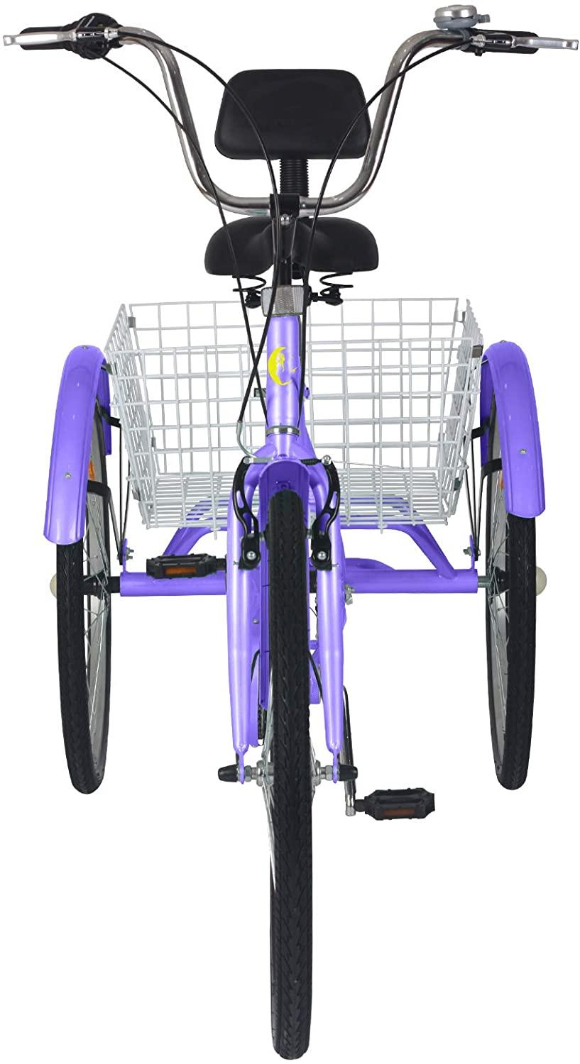 Naudacaa Adult Trike Bike, Adult Tricycle 7 Speed, 20/24 / 26 inch Three Wheel Bikes for Adults,Women, Men,Seniors, Cargo Trike with Shopping Basket,Pedal Cycling Bike for Outdoor Sports Shopping