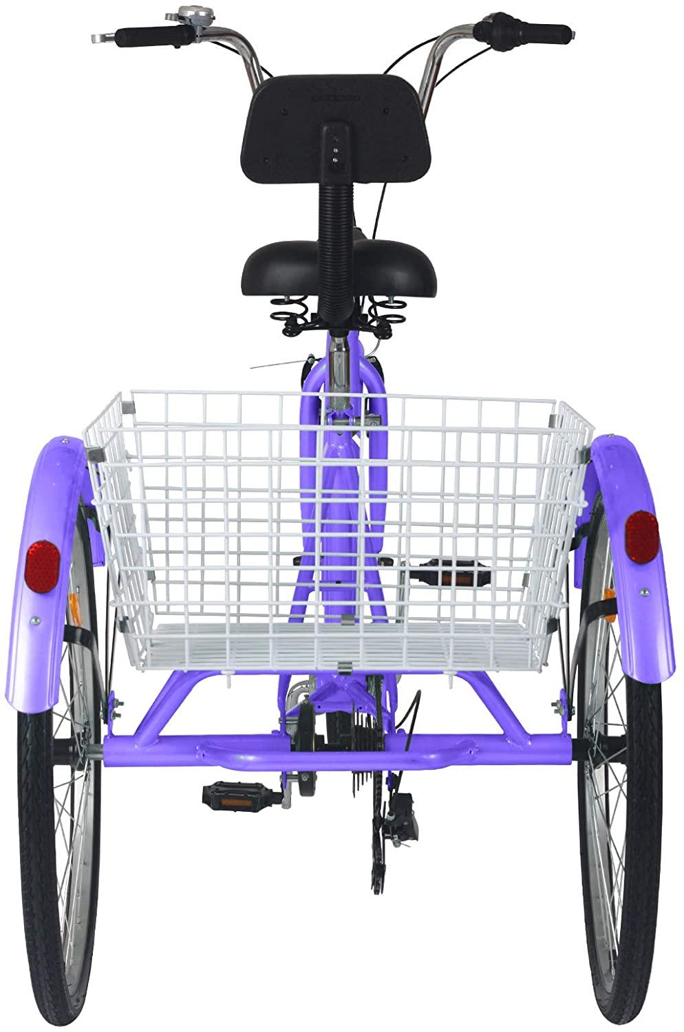 Naudacaa Adult Trike Bike, Adult Tricycle 7 Speed, 20/24 / 26 inch Three Wheel Bikes for Adults,Women, Men,Seniors, Cargo Trike with Shopping Basket,Pedal Cycling Bike for Outdoor Sports Shopping