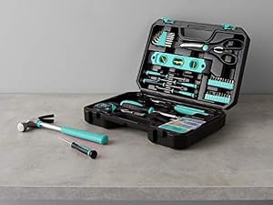 142-Piece Household Tool Kit for Home Repair, Hand Tools with StoraCase, 13.39 x 9.25 x 2.95 inch, Turquoise