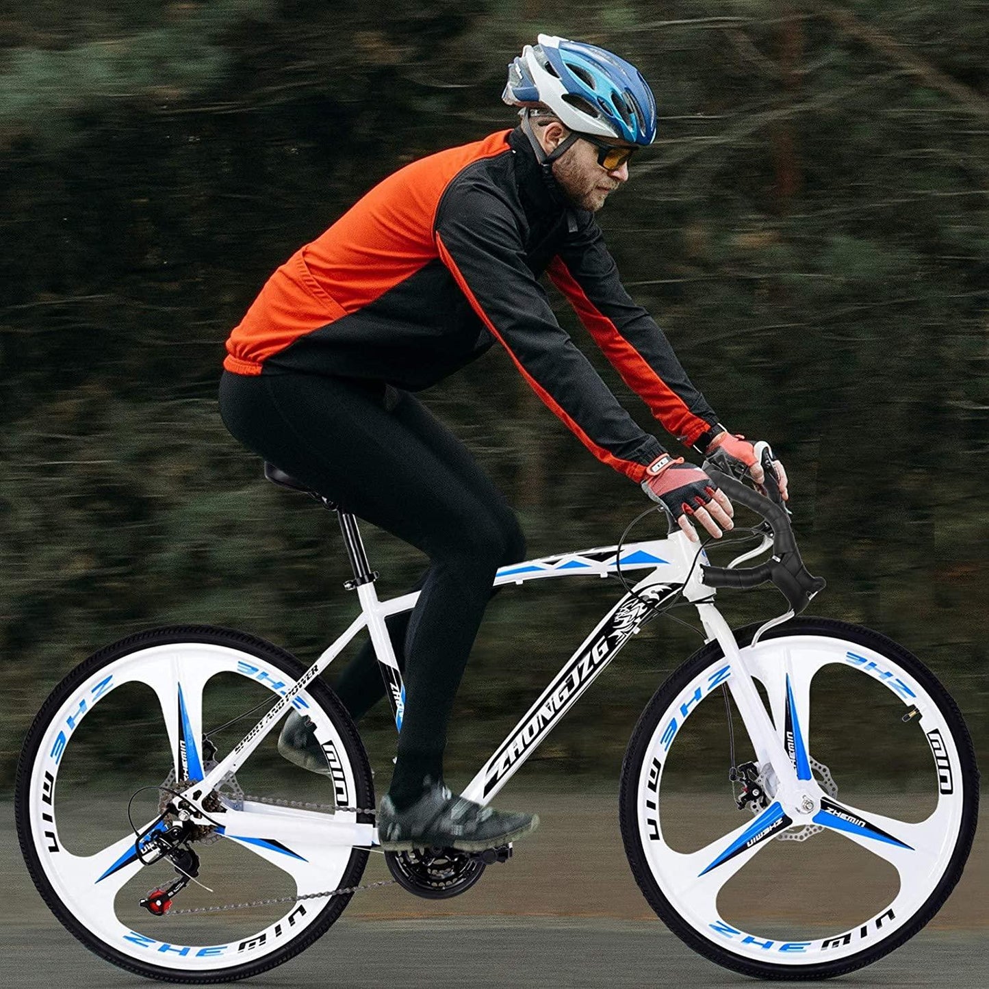 LYBOHO 26 inch 21 Speed Commuters Aluminum Full Suspension Road Bike, High Carbon Steel Frame Mechanical Disc Brake,700c Tire, for Adult Teens【Black, Shipping from USA】